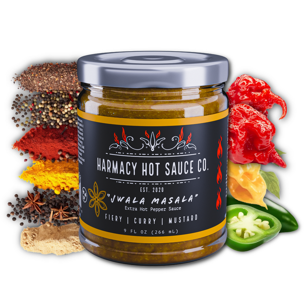 Jwala Masala Extra Hot Indian Curry Mustard Hot Sauce 9oz | Harmacy