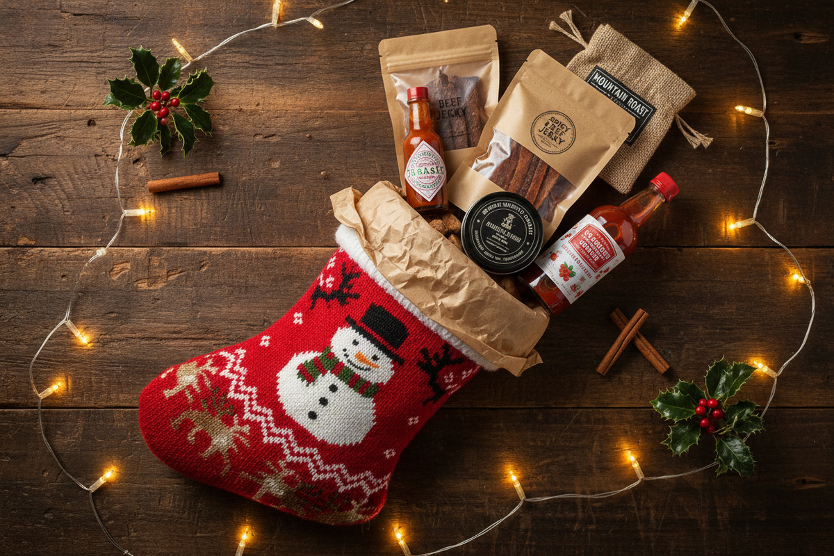 Holiday stocking stuffers for food lovers featuring hot sauce, spices, jerky, coffee, and specialty gifts – Lagniappe Flavors
