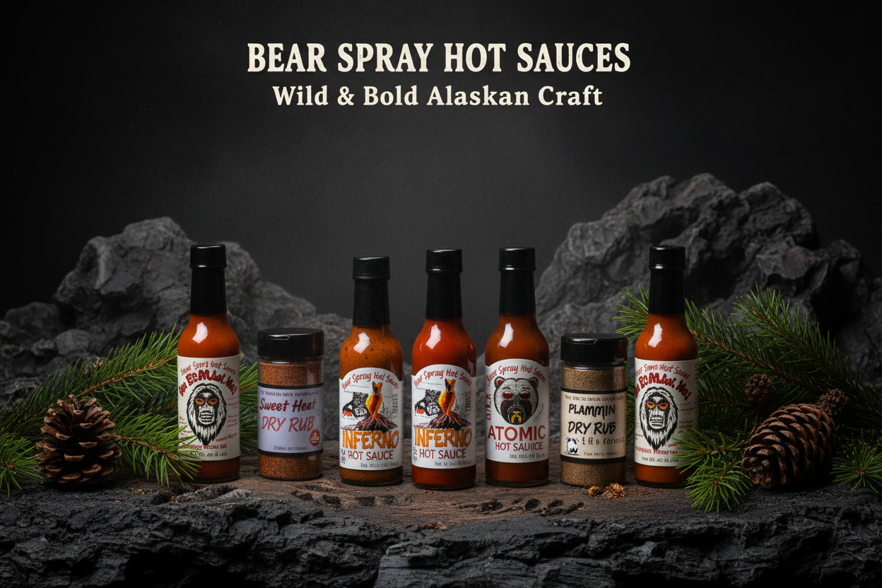 Bear Spray Hot Sauces bold Alaskan small-batch hot sauce and dry rub collection wild flavors
