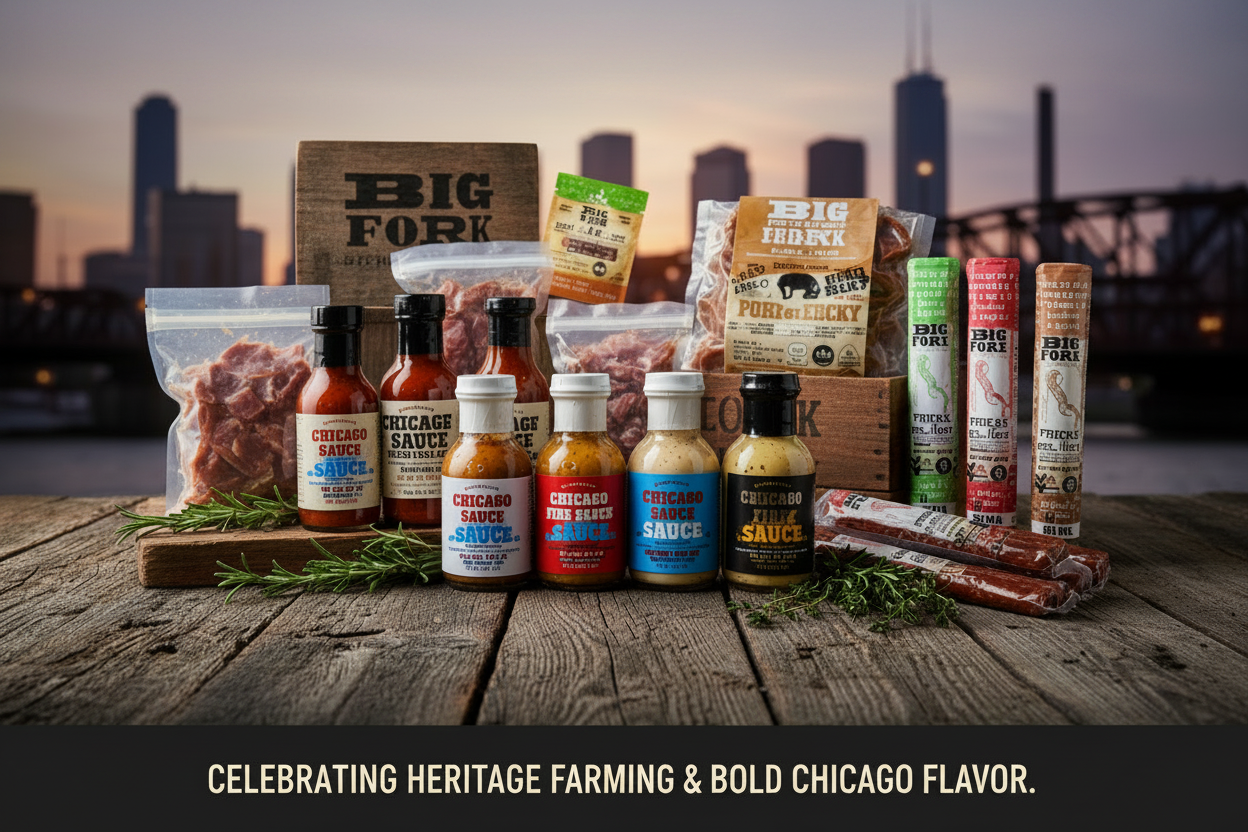 Big Fork Brands Chicago sauce pork jerky heritage meat sticks antibiotic-free collection