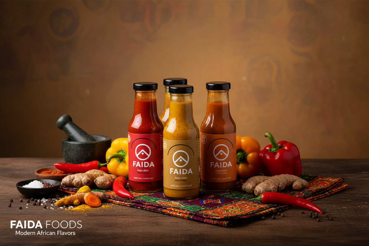 Faida Foods modern African artisan sauce collection bold authentic flavors