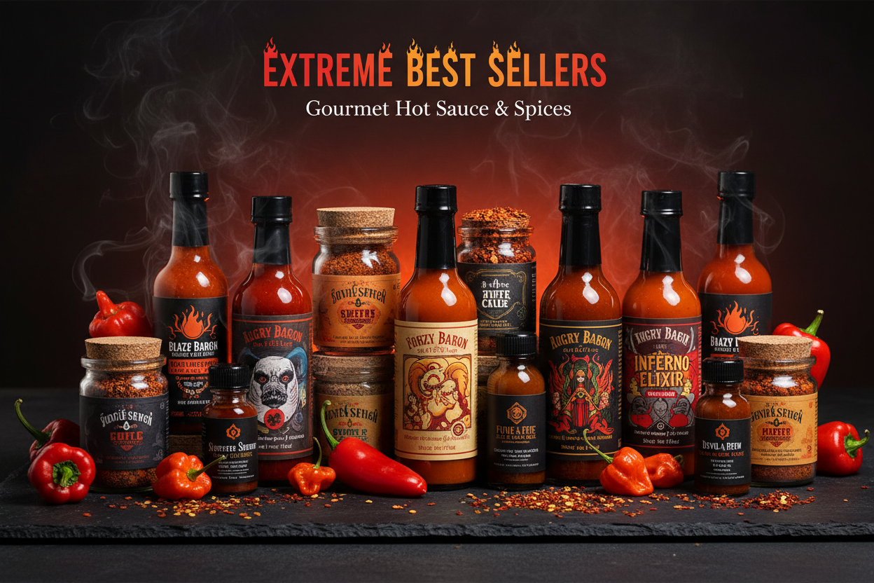 Extreme Best Sellers collection of top-rated small-batch craft hot sauces and artisan condiments from independent American brands