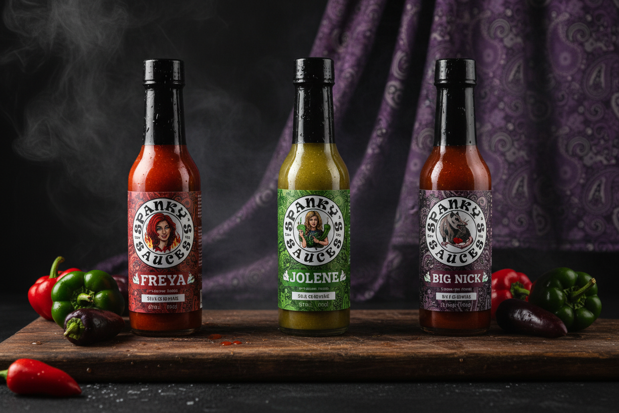 Spanky's Sauces small-batch fermented hot sauce collection Freya Jolene Big Nick Kentucky