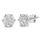 14K White Gold 1.00 Cttw Pie Cut Diamond Solitaire Style Stud Earring (H-I Color, SI1-SI2 Clarity)