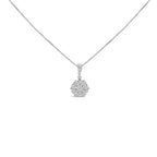 14K White Gold 1 1/5 Cttw Diamond Composite Cluster Pendant Necklace (F-G Color, VS2-SI1 Clarity) - 18" Inches
