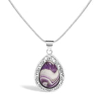 Sterling Silver Chevron Amethyst Teardrop Pendant Necklace