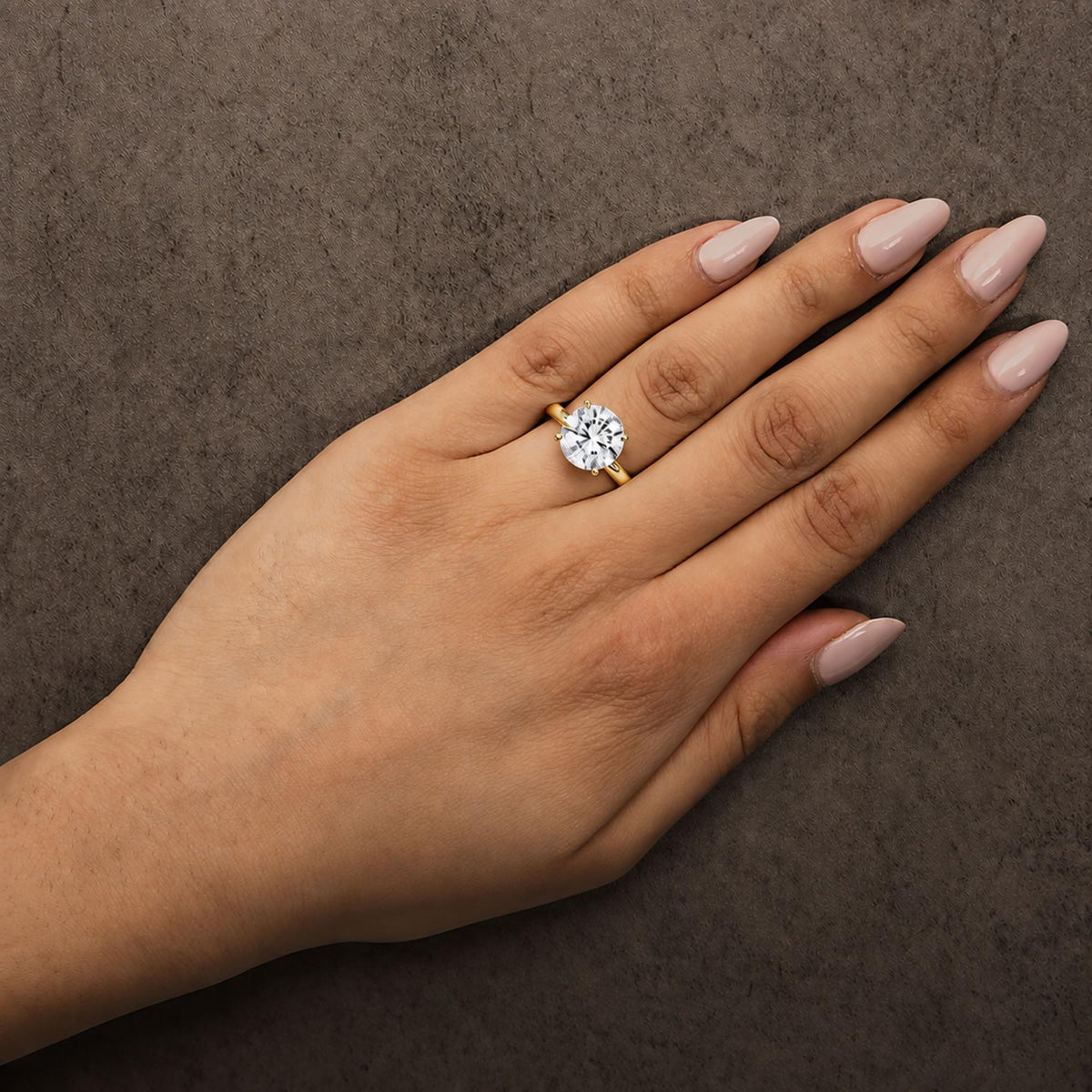 14K Gold Round Lab Grown Diamond Solitaire Engagement Ring
