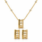 10K Yellow Gold 3/8 Cttw Diamond Circle Design 2-Piece Jewelry Set Pendant Necklace and Stud Earrings