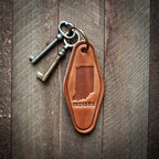 Indiana State Silhouette Leather Keychain Motel Style