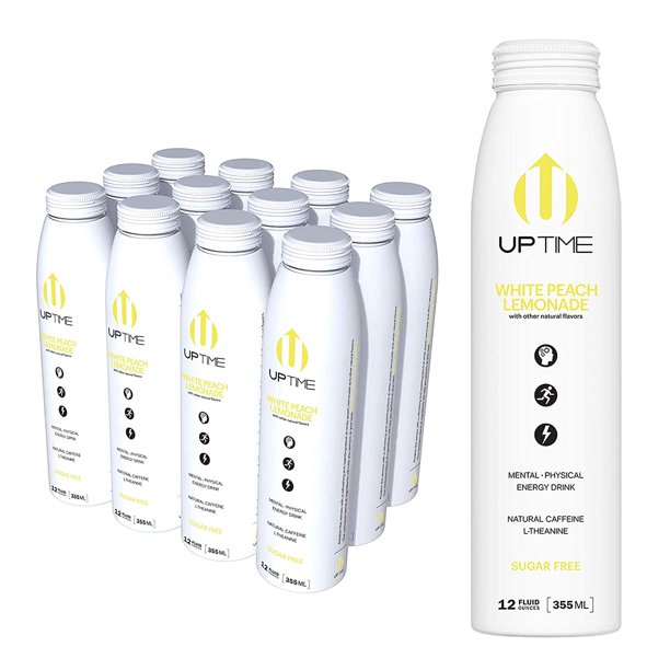 Uptime Energy Energy Drink White Peach Lemon Sugar Free - 12 fl oz (Case of 12)