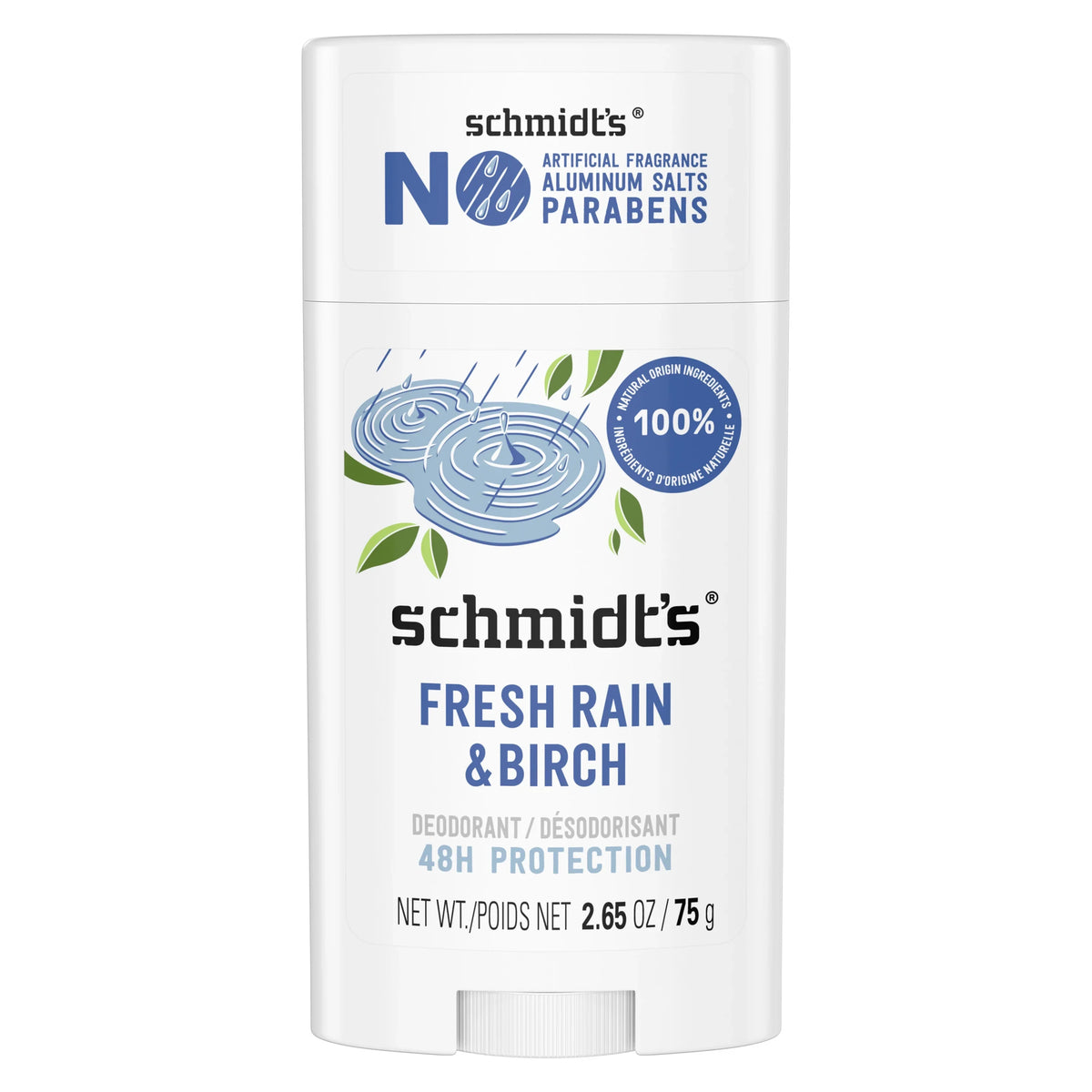 Schmidt's Fresh Rain Birch Deodorant Stick, 2.65 oz