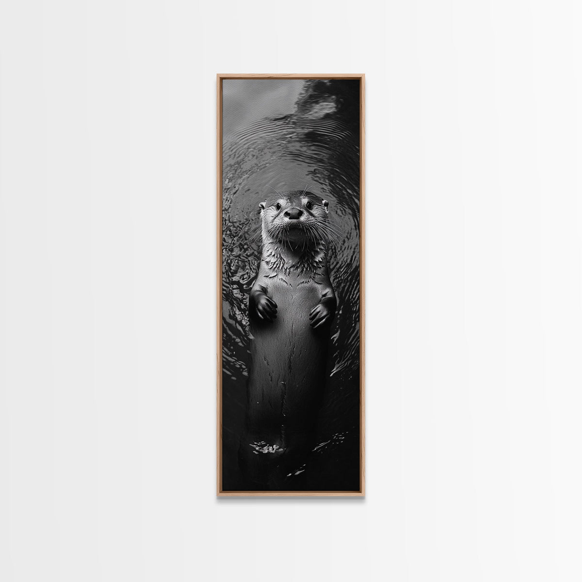 Cute Otter, Wildlife Charm, Animal Portrait, Black White Art, Canvas Print, Kids Room Wall Art, Woodland Nursery, Nature Lover Gift