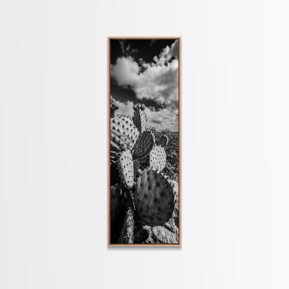 Desert Cactus Closeup, Prickly Pear Focus, Bold Nature Decor, Framed Canvas Print, Southwestern Kitchen Decor, Living Room Art