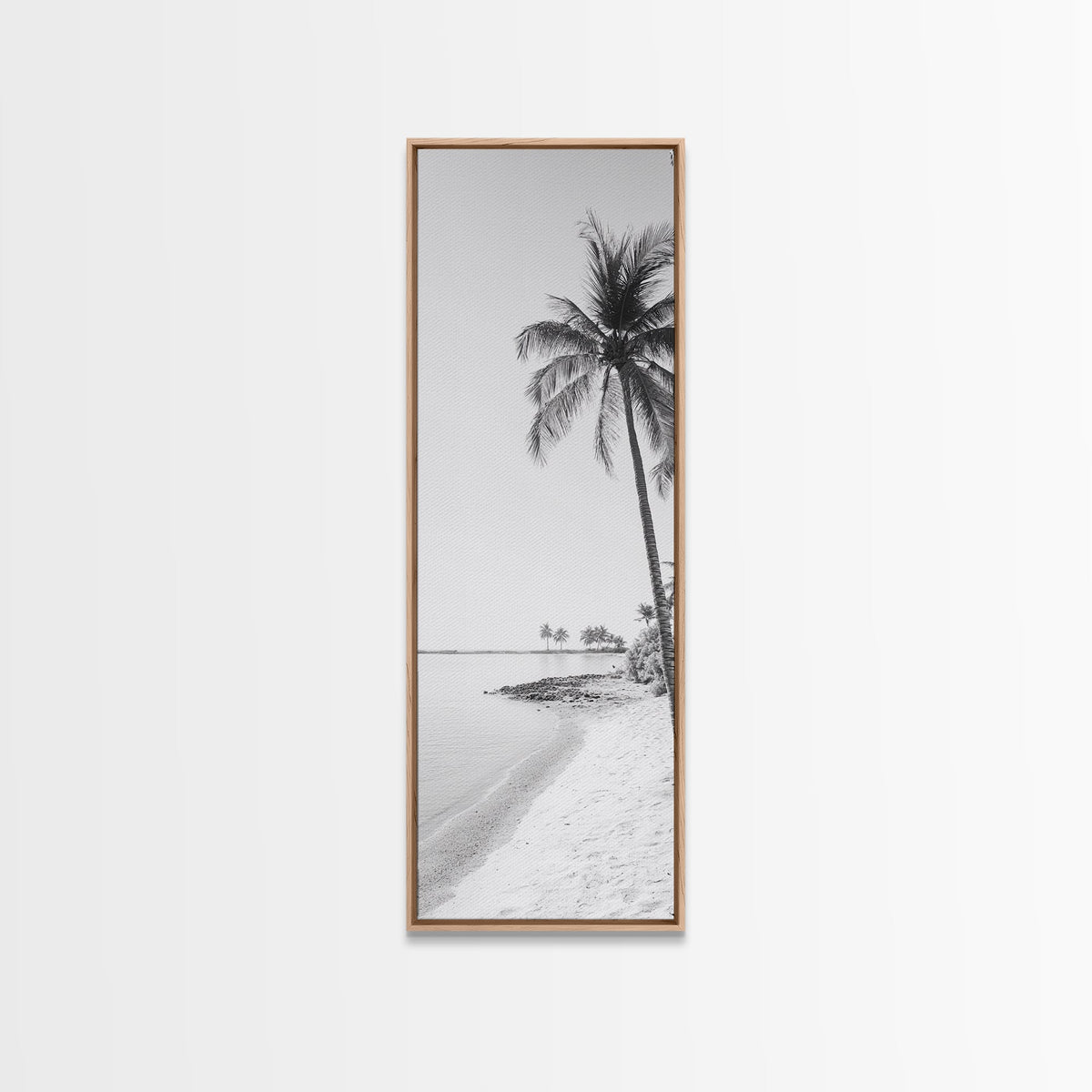 Coastal Palm Trees, Tropical Minimalist Print, Modern Beach Decor, Neutral Wall Art, Framed Canvas Print, Dining Room Summer Vibe