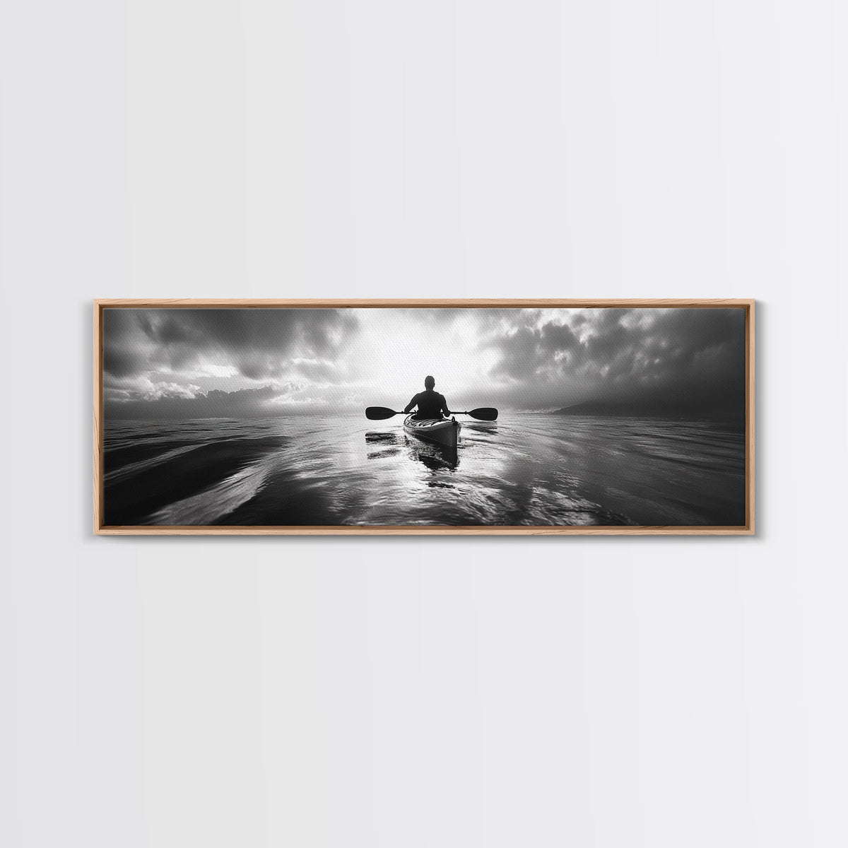 Kayaking, Sea Journey, Ocean Paddle, Canvas Print, Outdoor adventure wall art, Moody landscape, Modern living room decor, Wilderness art