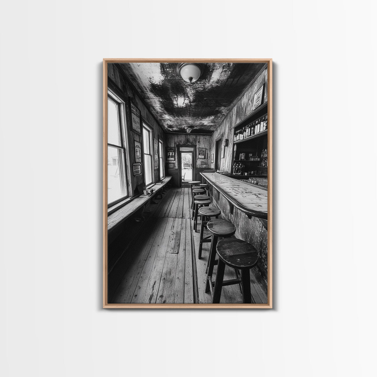 Western Saloon, rustic wall art, cowboy art, vintage western decor, bar art print, moody art, framed canvas print, farmhouse art