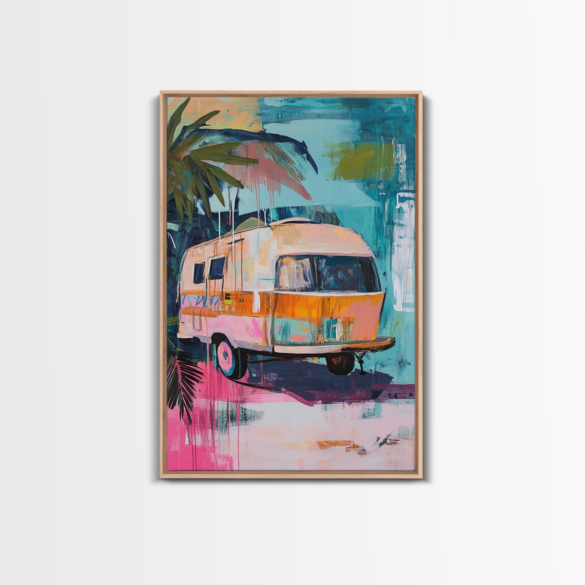 Vintage Camper, Coastal Cowgirl Wall Art, Surf Wall Art, Canvas Print, Boho Art, Teal Wall Art, Rustic Decor, Travel Art, Gift Idea