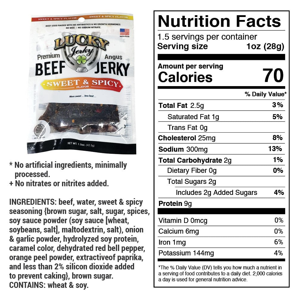 Sweet and Spicy Beef Jerky | Pack of 6 | 1.5 oz | Nebraska Star Beef
