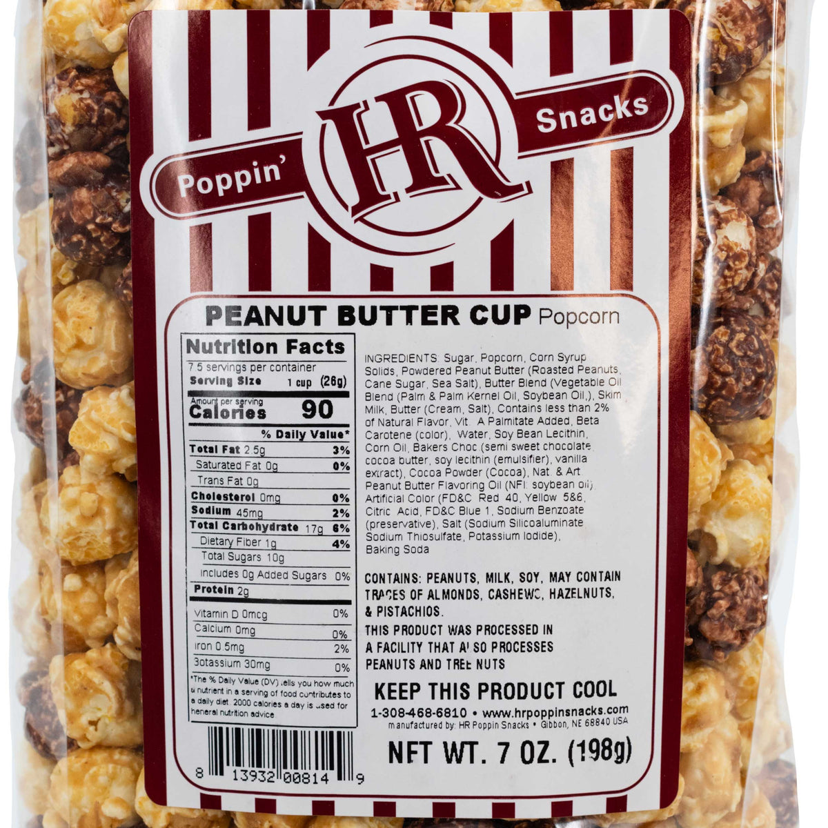 Peanut Butter Cup Popcorn | Pack of 2 | 7 oz | HR Poppin' Snacks