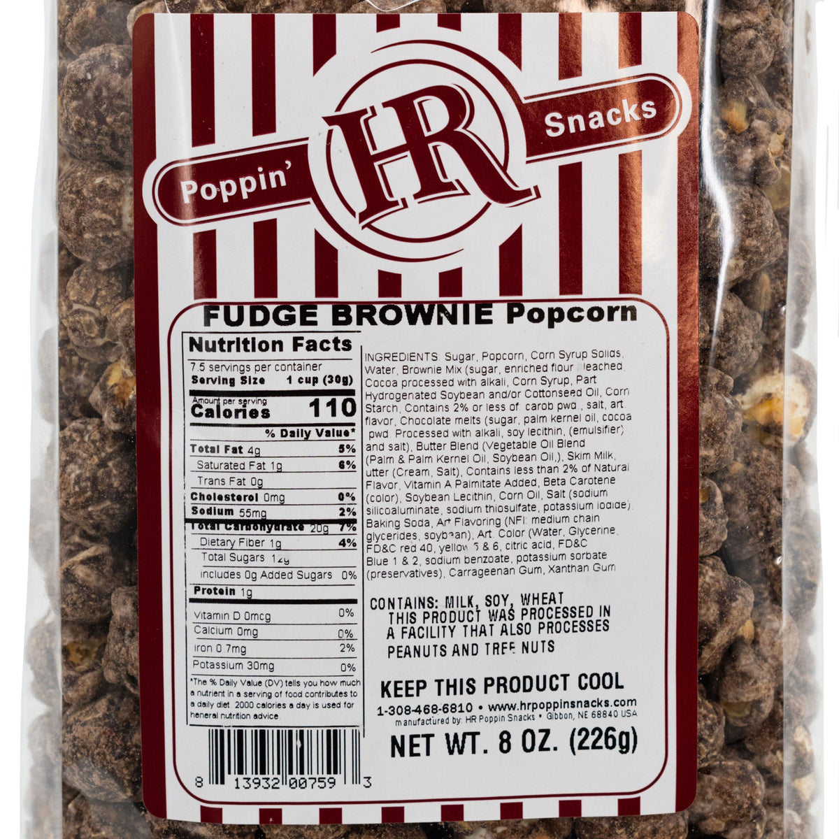Fudge Brownie Popcorn | Pack of 2 | 8 oz | HR Poppin' Snacks