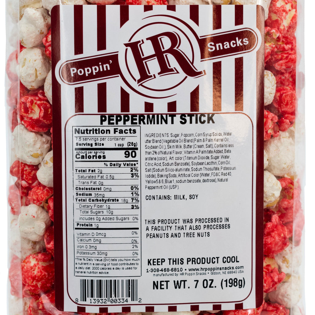 Peppermint Stick Popcorn | 7 oz | HR Poppin' Snacks