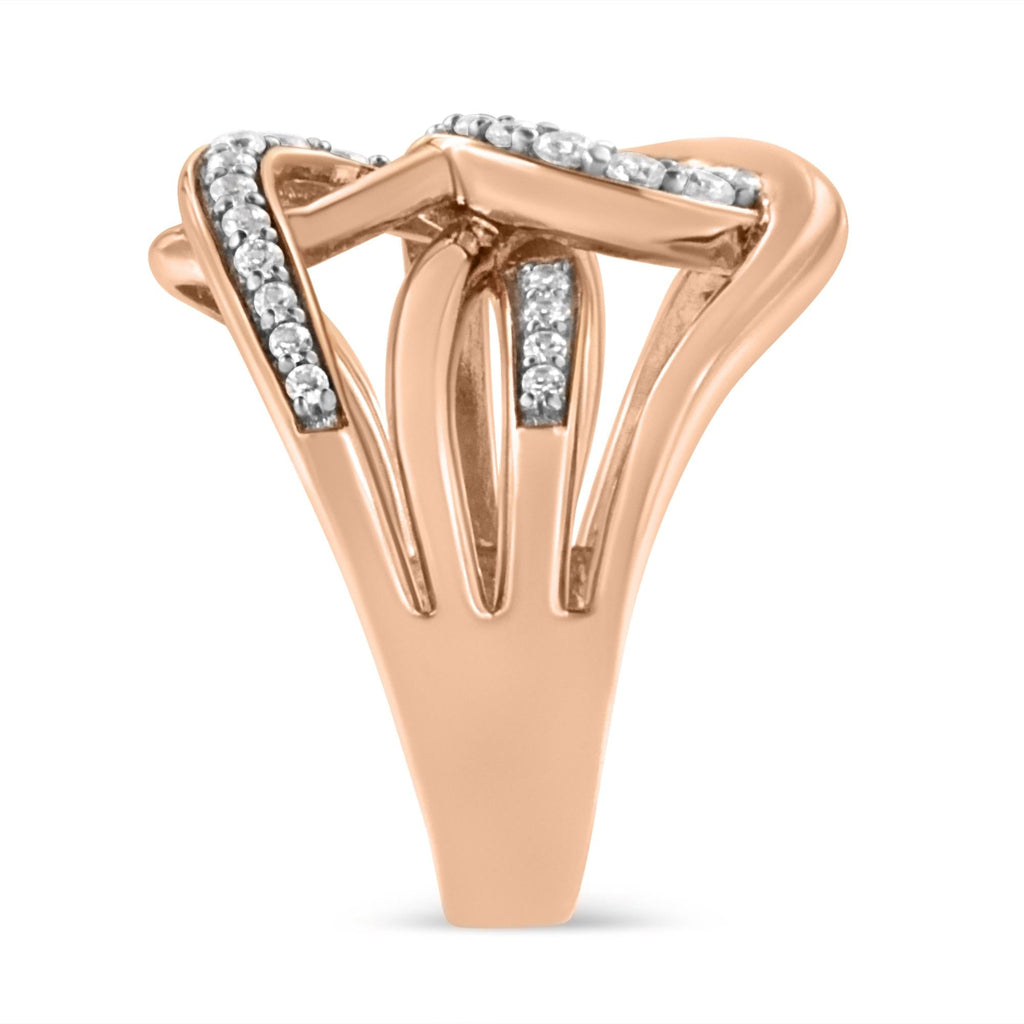 10K Gold 1/2 Cttw Diamond Intertwined Loop Bypass Ring