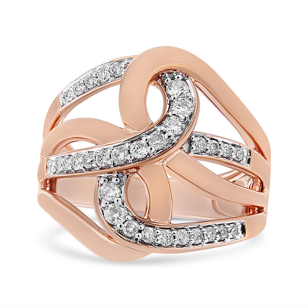 10K Gold 1/2 Cttw Diamond Intertwined Loop Bypass Ring
