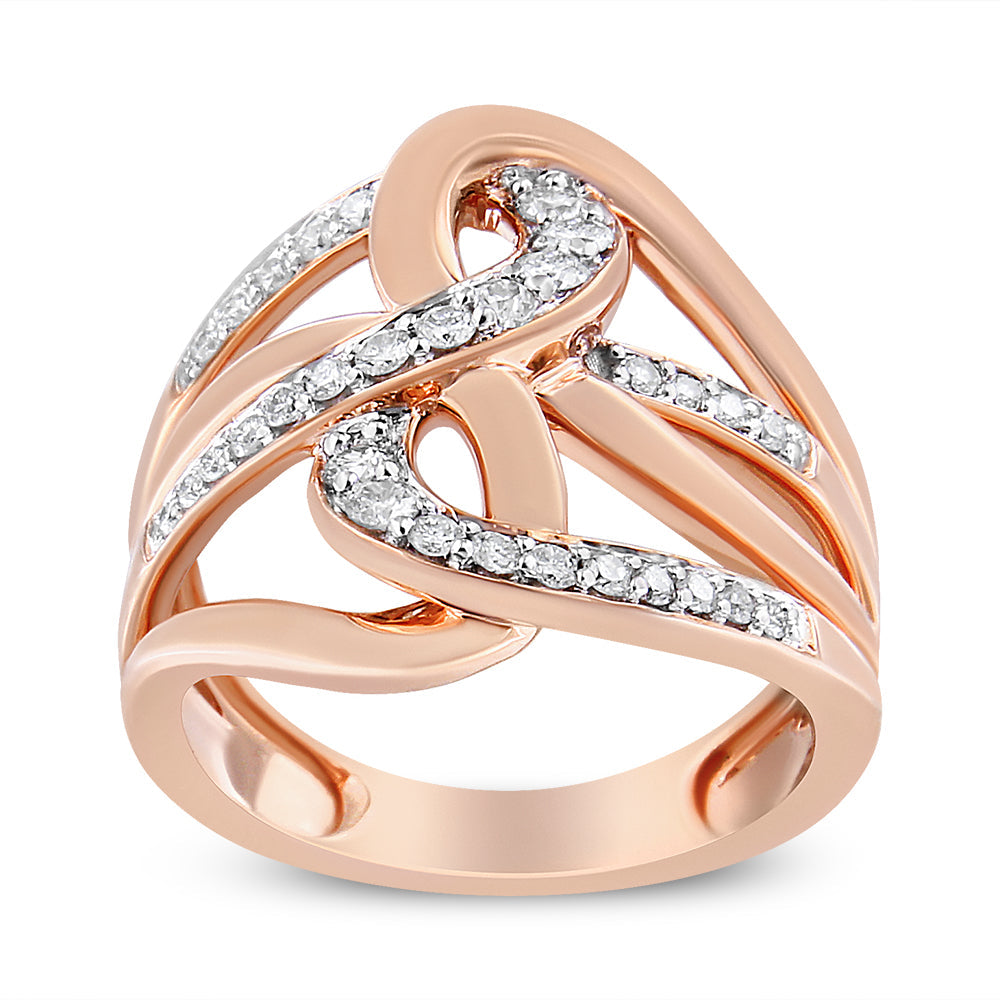 10K Gold 1/2 Cttw Diamond Intertwined Loop Bypass Ring