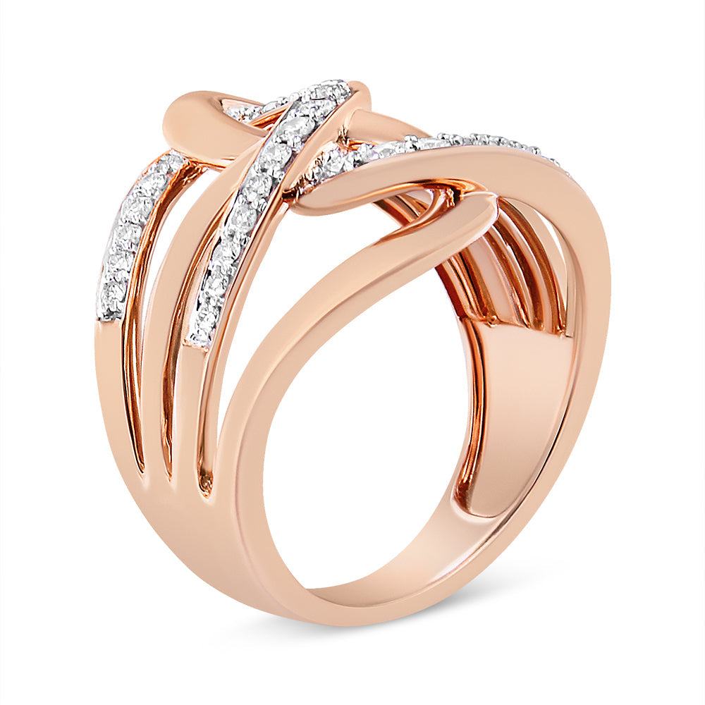 10K Gold 1/2 Cttw Diamond Intertwined Loop Bypass Ring