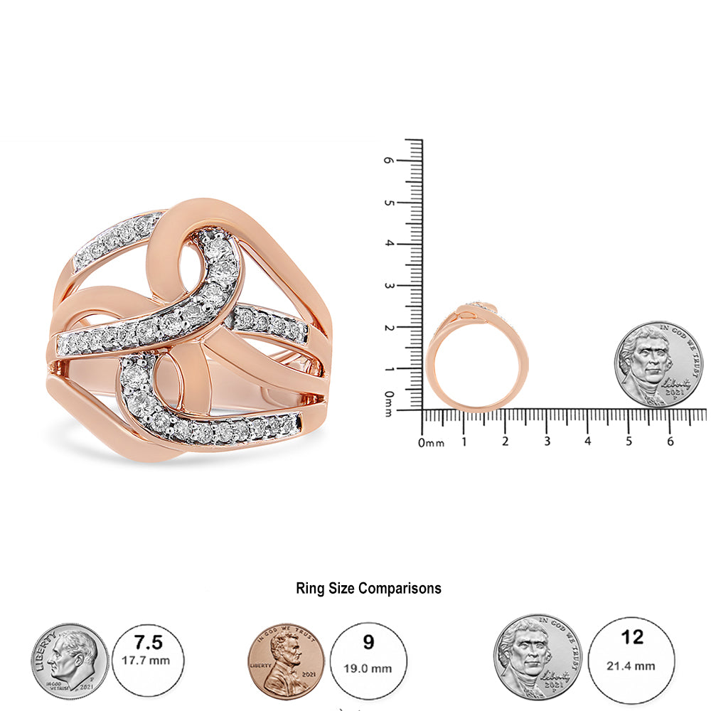 10K Gold 1/2 Cttw Diamond Intertwined Loop Bypass Ring