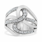 10K Gold 1/2 Cttw Diamond Intertwined Loop Bypass Ring