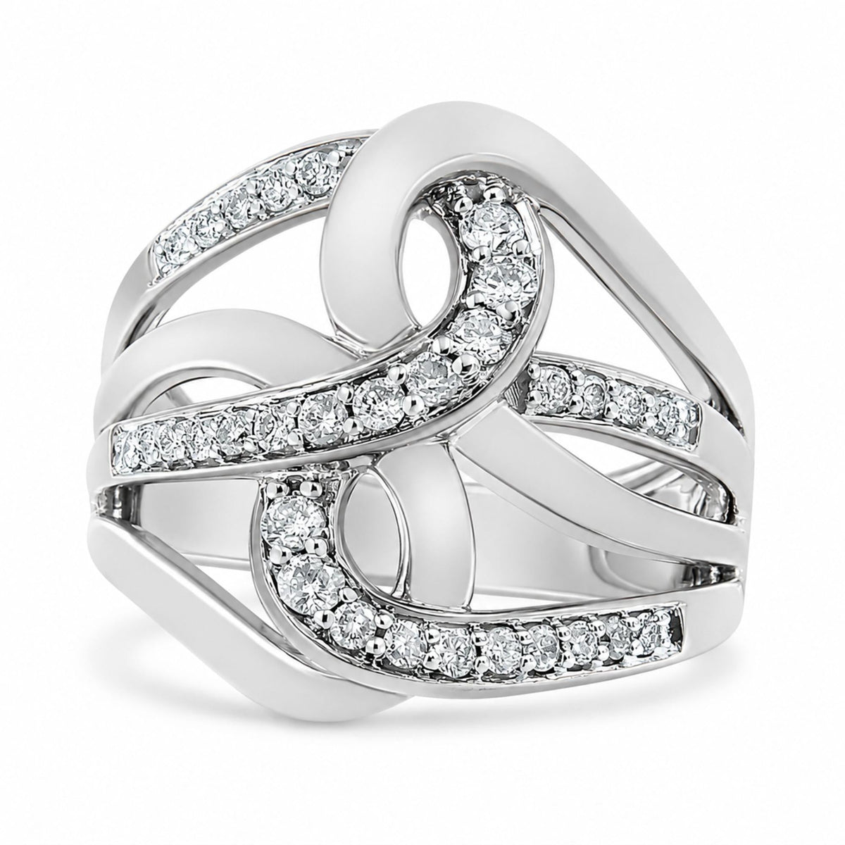 10K Gold 1/2 Cttw Diamond Intertwined Loop Bypass Ring