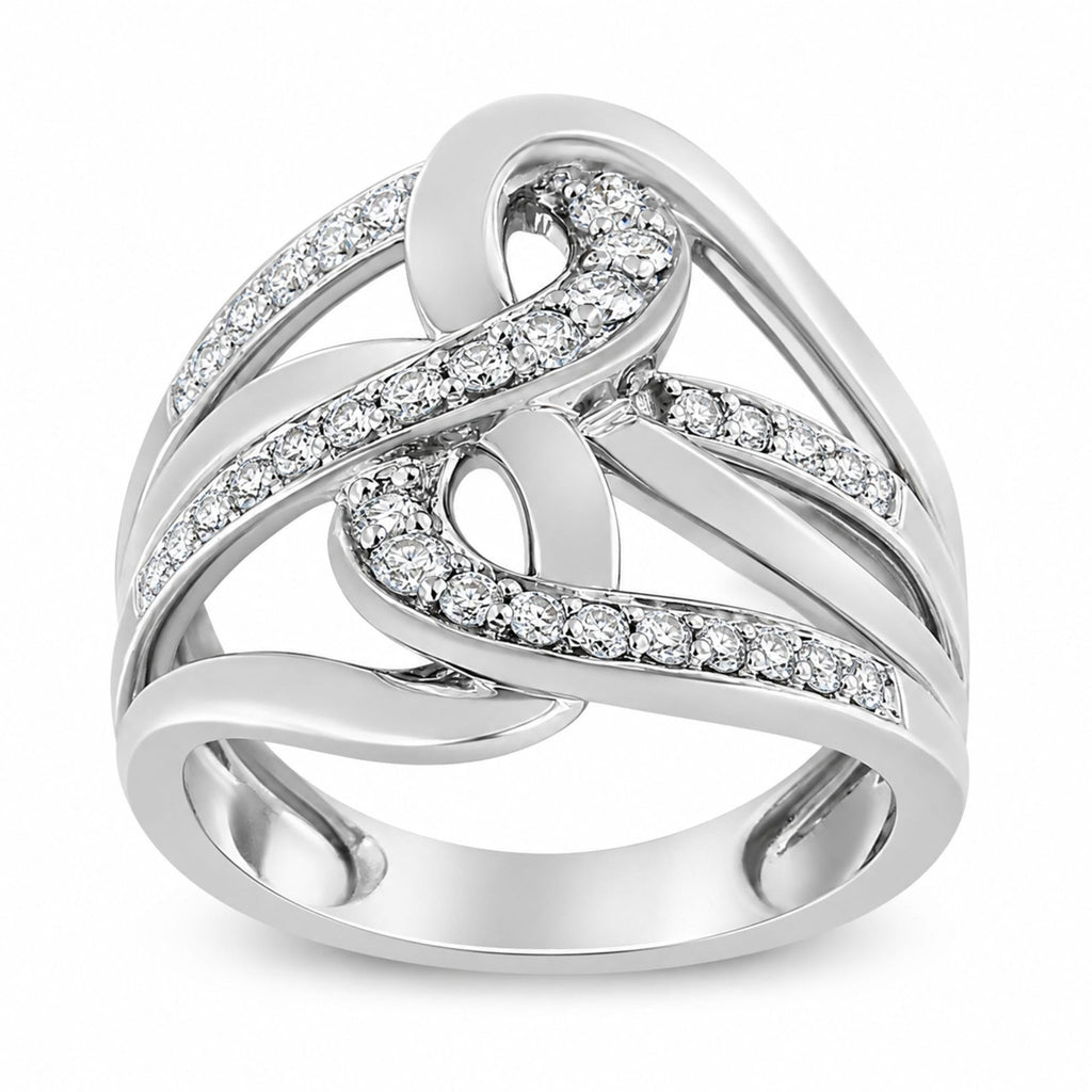 10K Gold 1/2 Cttw Diamond Intertwined Loop Bypass Ring