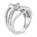 10K Gold 1/2 Cttw Diamond Intertwined Loop Bypass Ring