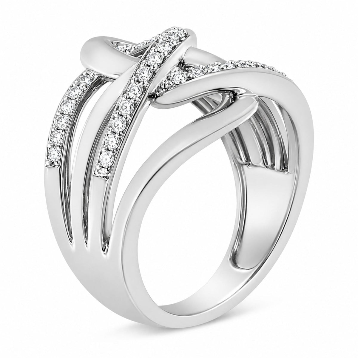 10K Gold 1/2 Cttw Diamond Intertwined Loop Bypass Ring