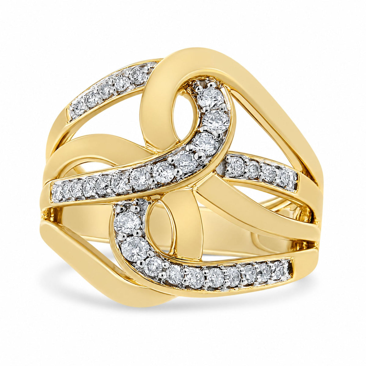10K Gold 1/2 Cttw Diamond Intertwined Loop Bypass Ring