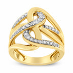 10K Gold 1/2 Cttw Diamond Intertwined Loop Bypass Ring