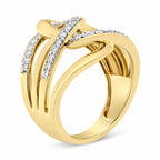 10K Gold 1/2 Cttw Diamond Intertwined Loop Bypass Ring