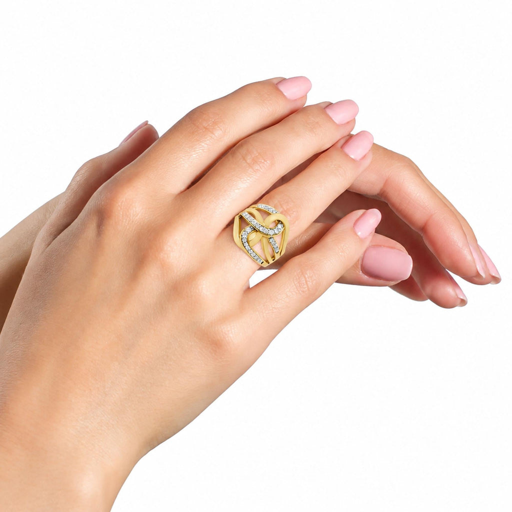 10K Gold 1/2 Cttw Diamond Intertwined Loop Bypass Ring