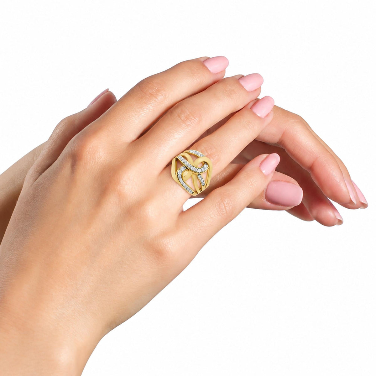10K Gold 1/2 Cttw Diamond Intertwined Loop Bypass Ring