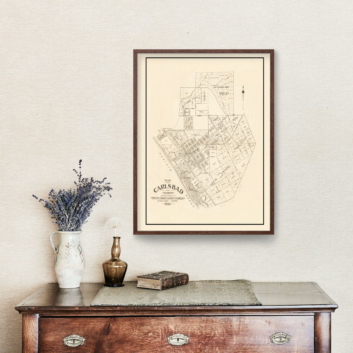 Vintage Map of Carlsbad, California 1923