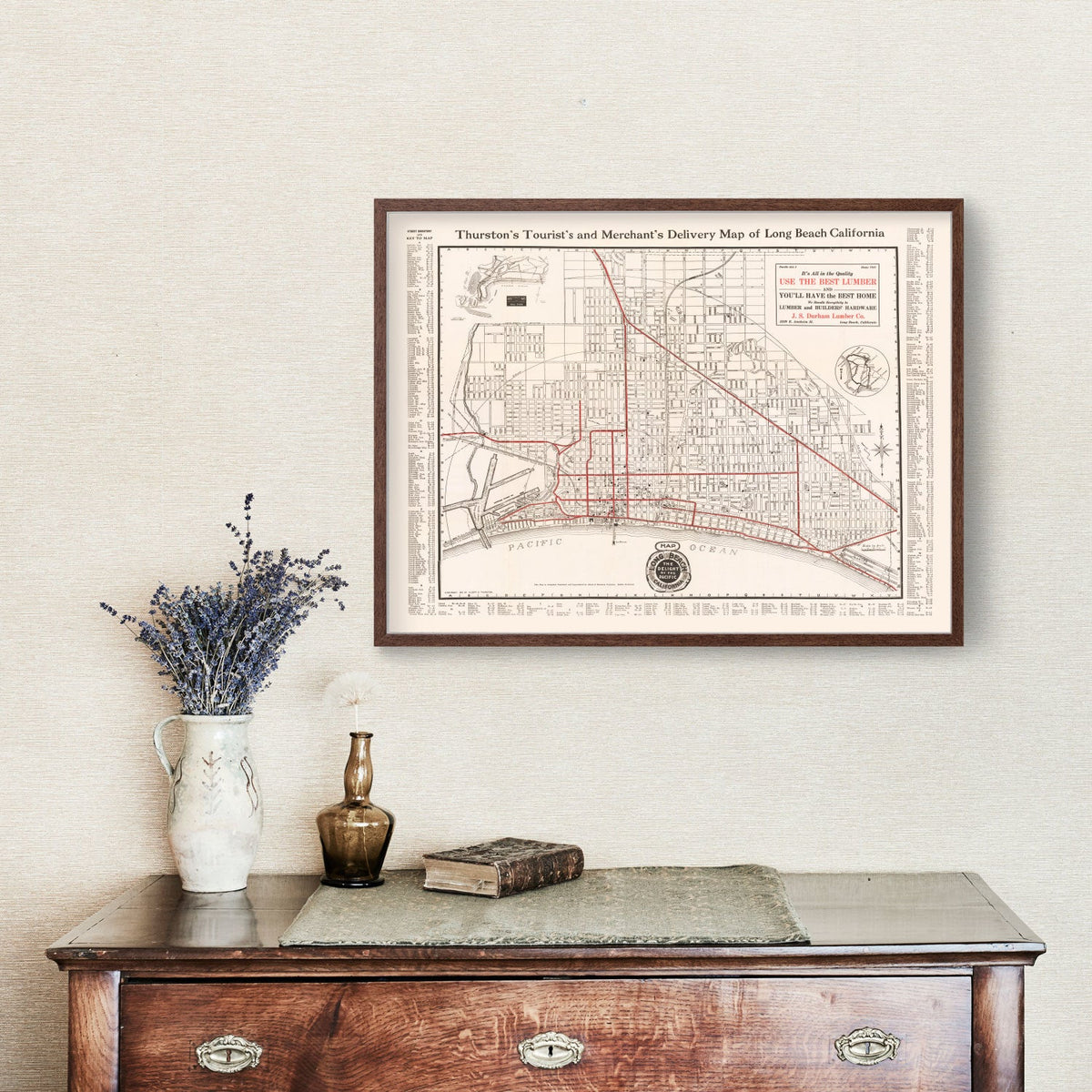 Vintage Map of Long Beach, California 1913