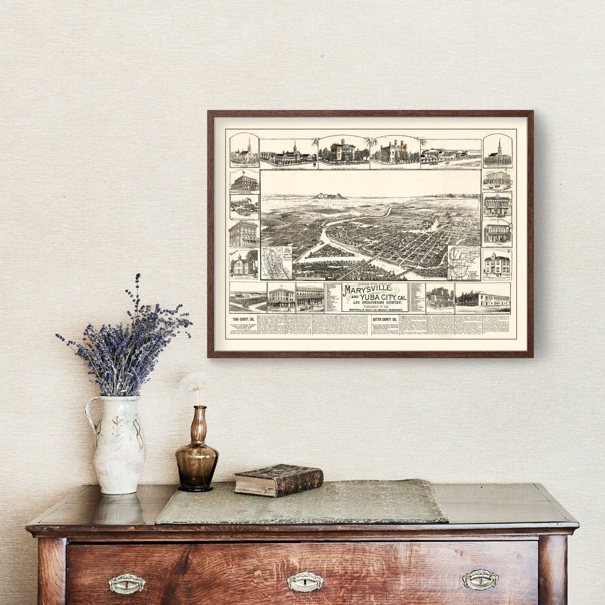 Vintage Map of Yuba, California 1888