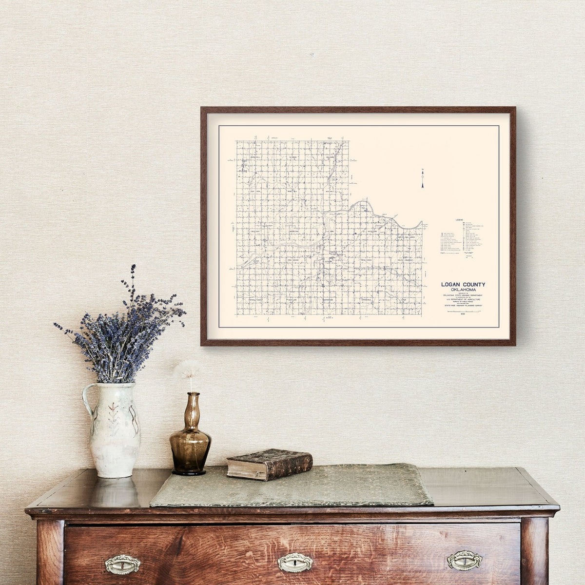 Vintage Map of Logan County, Oklahoma 1936