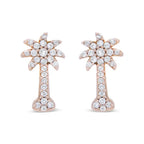 1/4 cttw diamond palm tree stud earrings in 10k rose gold bijoux-nyc direct