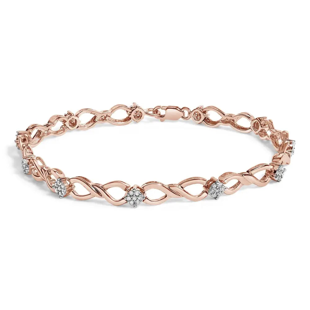1/2 cttw diamond infinity link bracelet in rose gold plated silver bijoux-nyc direct