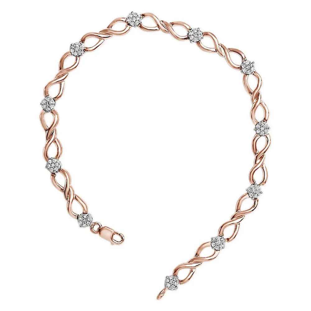 1/2 cttw diamond infinity link bracelet in rose gold plated silver bijoux-nyc direct