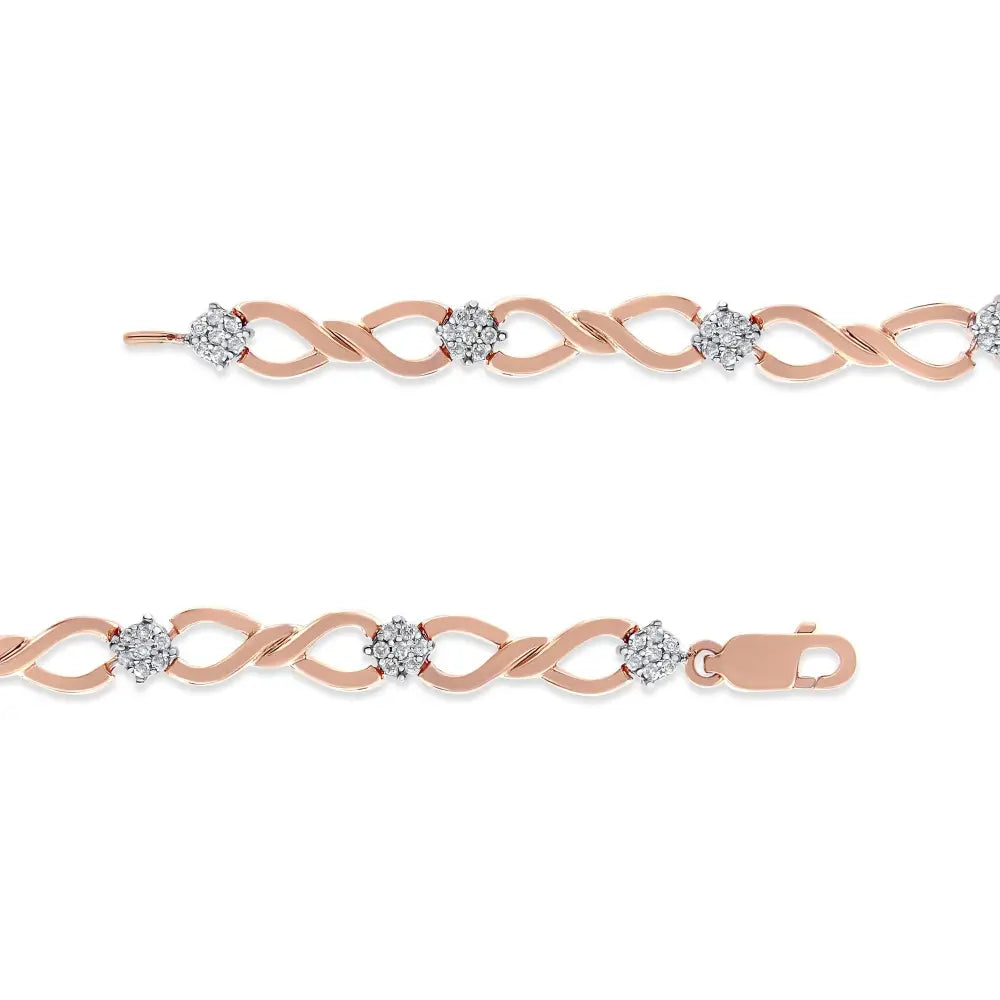 1/2 cttw diamond infinity link bracelet in rose gold plated silver bijoux-nyc direct