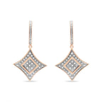 Diamond cushion dangle earrings in 10k rose gold plated sterling silver bijoux-nyc direct