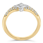 10k two tone 1/2 cttw diamond kite and split shank ring h-i si2-i1 bijoux-nyc direct